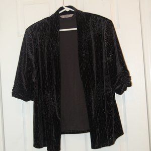 TAN JAY  Women's Black/Silver Velour Jacket Size Large Petite